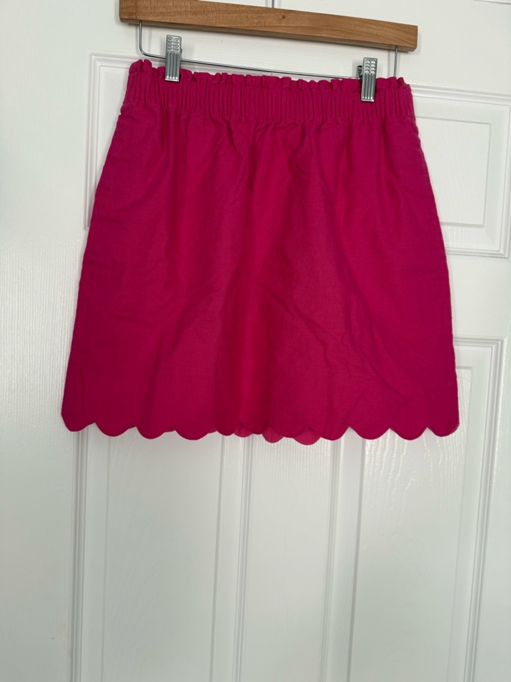 J crew Bright Pink Scallop Hem Women's linen Skirt- size 6